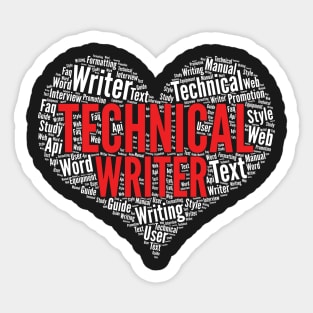 Technical Writer Heart Shape Word Cloud Design graphic Sticker